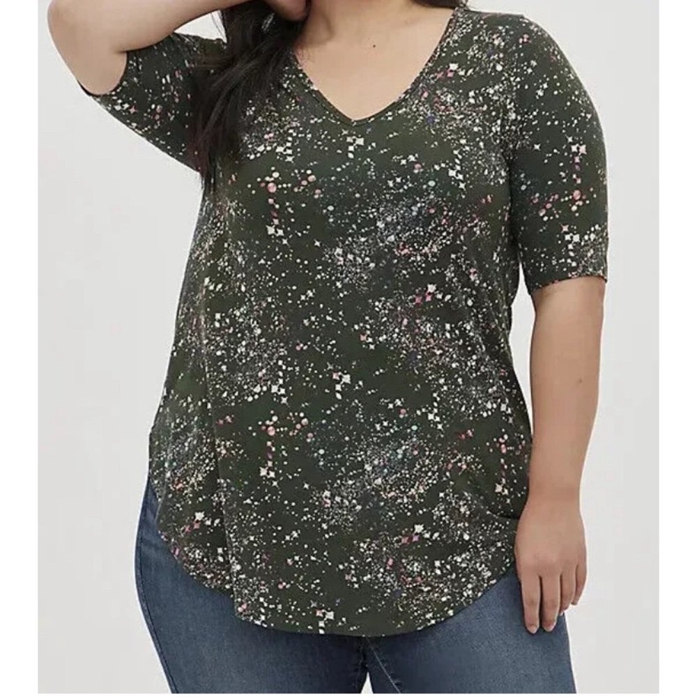 Torrid super soft v-neck tunic splatter olive green